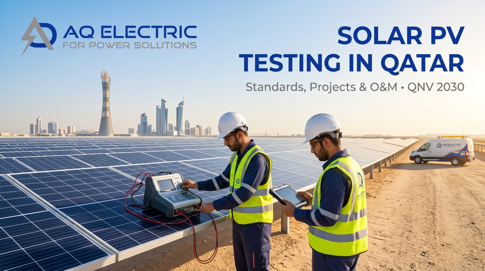 AQ Electric delivers solar PV testing services in Qatar — commissioning, IEC 62446